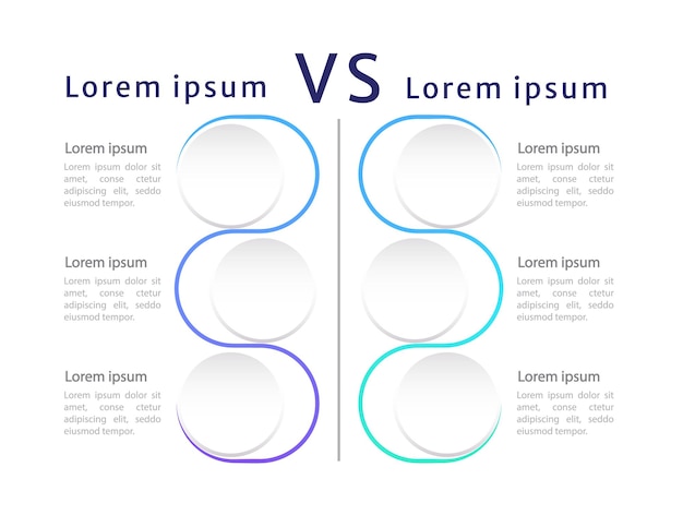 Versus neumorphic circles infographic chart design template