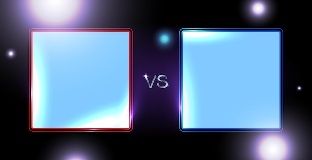 Versus screen concept. Neon futuristic announcement of a two players vector  illustration