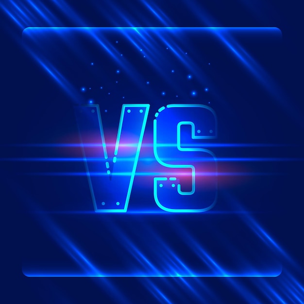 Vector versus screen design blue neon vs letters for sport and game competition vector illustration