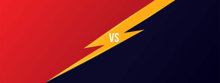 Vector versus screen design fight background with red vs dark blue battle headline template