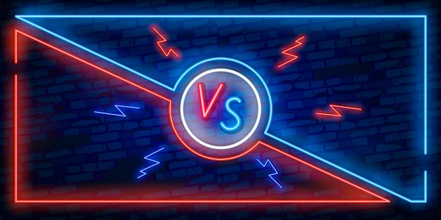 Vector versus screen design in neon style.