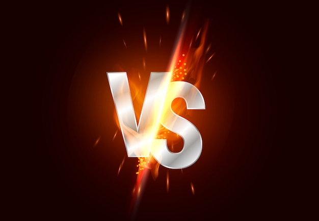 Versus screen. vs battle headline, conflict duel between red and black teams. confrontation fight competition.