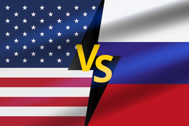 Versus strijd achtergrond. USA VS Rusland strijd.