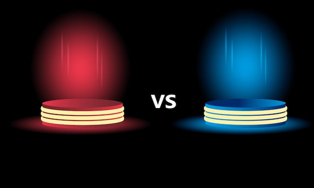 Vector versus vs sign with blue and red empty podiums