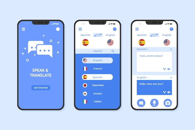 Vector vertaler smartphone app-sjabloon