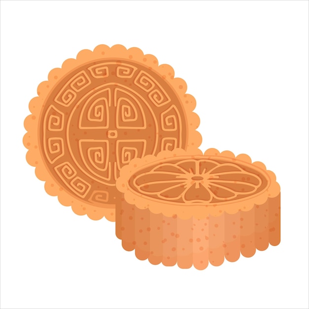 Vertaling chinese mooncake happy mid autumn festival cakes heeft verschillende patronen vector illustratie geïsoleerd op witte achtergrond