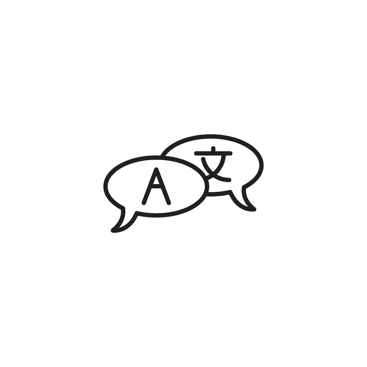 Vector vertaling icon set taal global en interpreter vector symbool in een zwarte gevulde en omschreven stijl communicatie brug teken