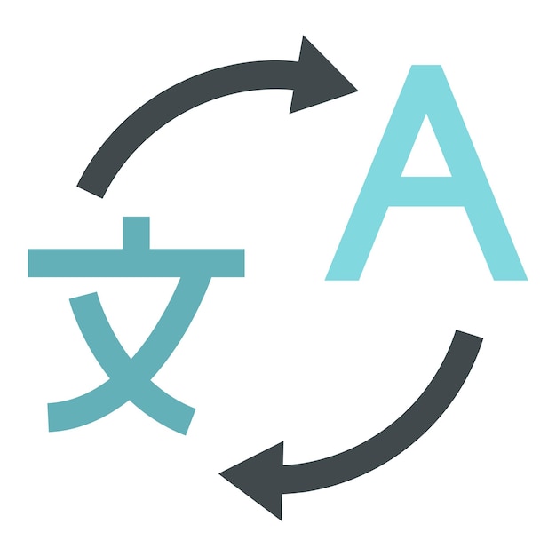 Vertaling van het Japans naar het Engels Icon in vlakke stijl geïsoleerd op witte achtergrond Vertaling symbool vector illustratie