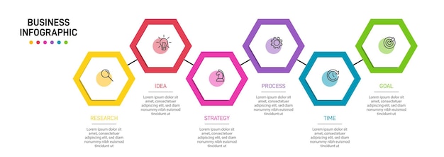 Vector verticaal infographic ontwerp met pictogrammen en 6 opties of stappen.