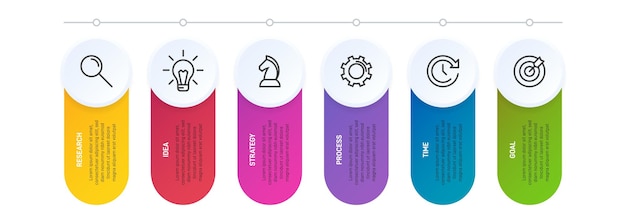 Verticaal infographic ontwerp met pictogrammen en 6 opties of stappen.