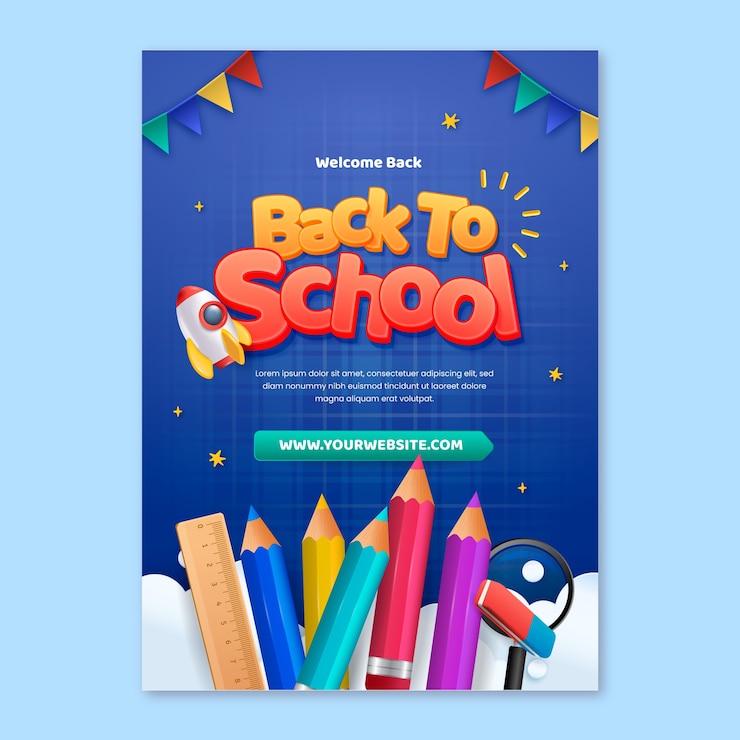 Vector verticaal poster sjabloon voor terug naar school seizoen