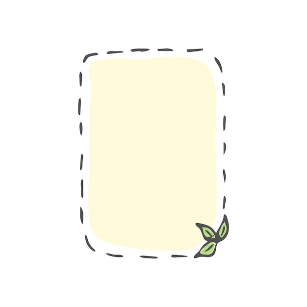 Verticaal rechthoekig doodle-frame met gevarieerde eenvoudige kleine planten en bladeren