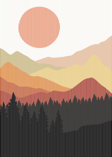 Vertical art of mountain hill in the morning with sunrise view