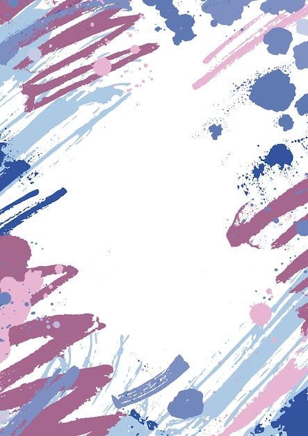 Vertical background with colorful paint stains, blots and brush strokes on white