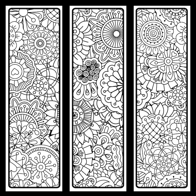 Vertical backgrounds set with doodle style