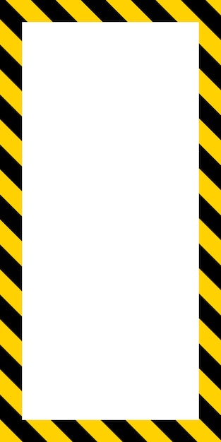 Vector vertical banner frame diagonal yellow black stripes striped rectangular warning