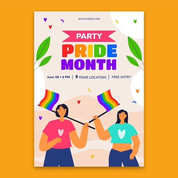 Vertical banner template for pride month celebration