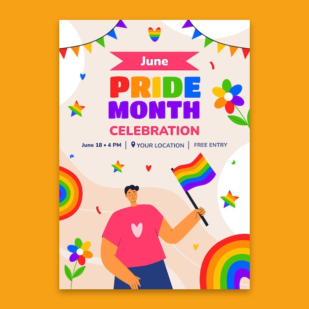 Vector vertical banner template for pride month celebration