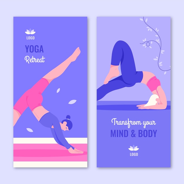 Vertical banner template for yoga retreat and meditation centre