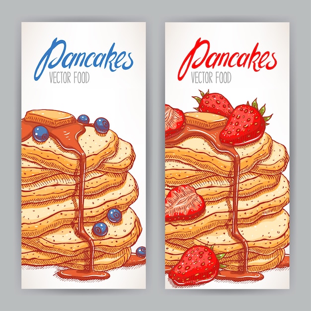 vertical banners with appetizing pancakes