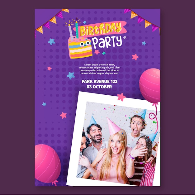 Vertical birthday flyer template