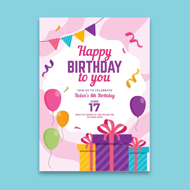 Vertical birthday flyer template