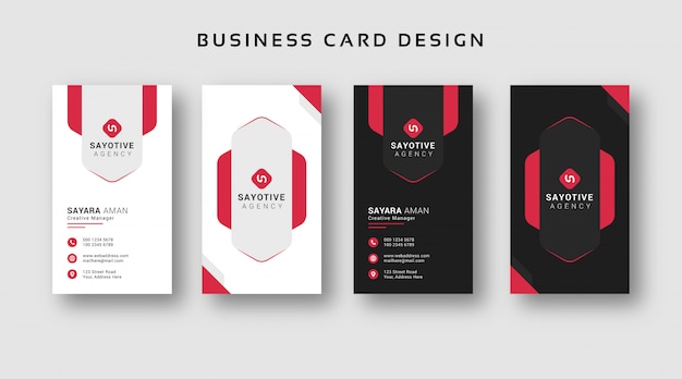 Vertical black and white abstract business card template set