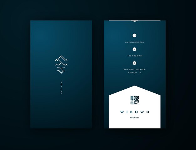 Vertical business card editable template dubbelzijdig ontwerp elegant en modern met een luxe