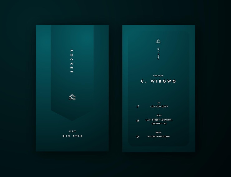 Vector vertical business card editble template luxurious and masculine with premium green backgrund