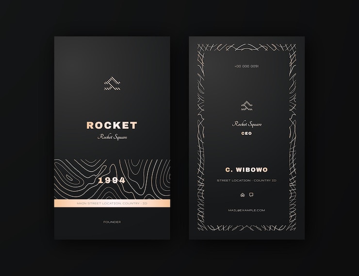 Vector vertical business card editble vector template premium luxury dark backgrund and glosy gold simple