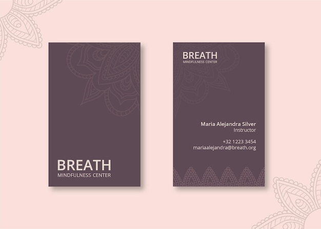 Vector vertical business card for meditation and mindfulness