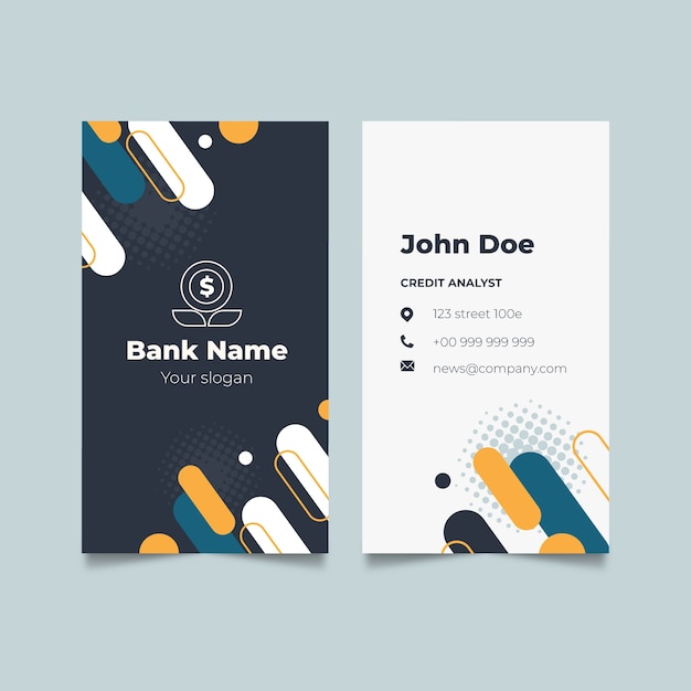 Vector vertical business card template for bank and finance