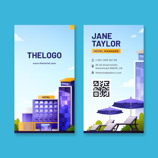 Vertical business card template for hotel business