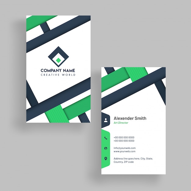 Vertical business card with front and back presentation