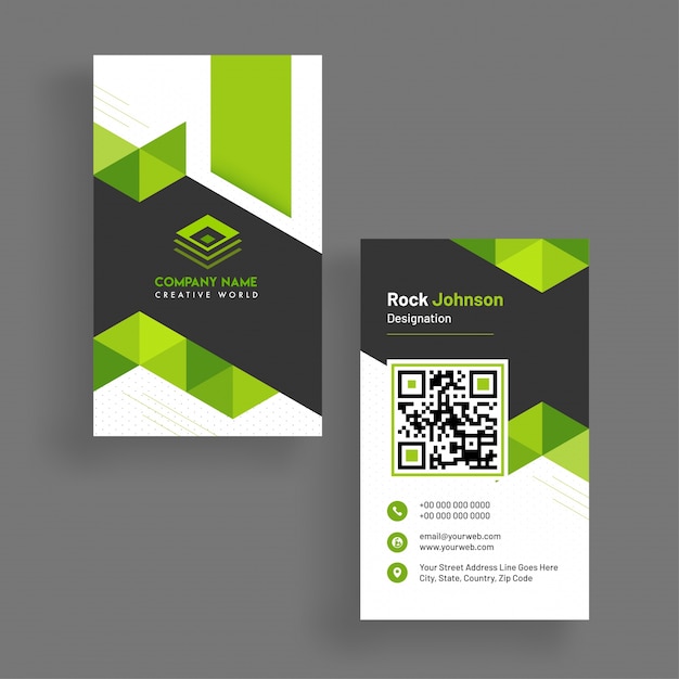 Vertical business card with front and back presentation