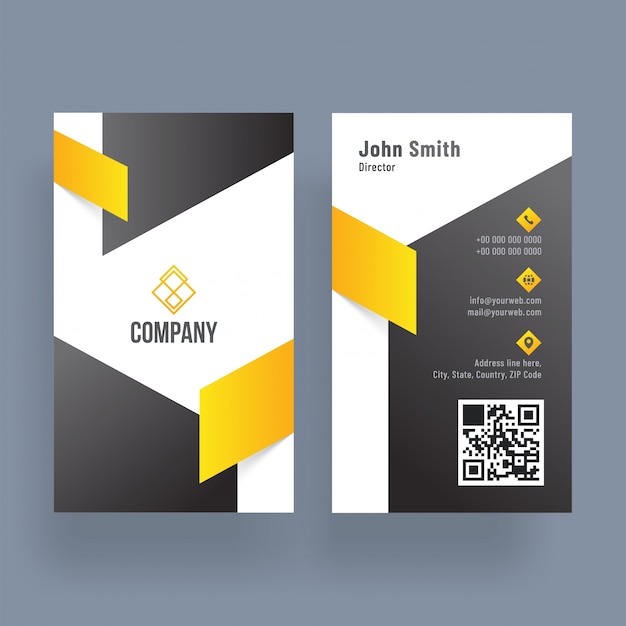 Vertical business card with front and back presentation