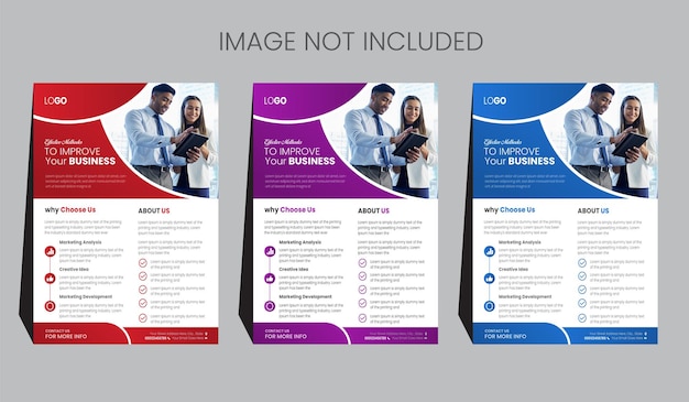 Vertical business flyer template flyer cover template modern business annual report design template