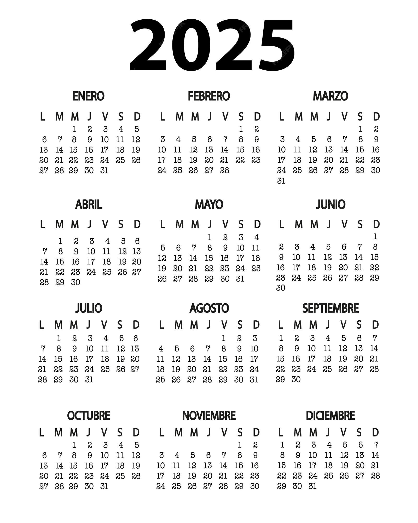 Premium Vector Vertical calendar 2025 spanish