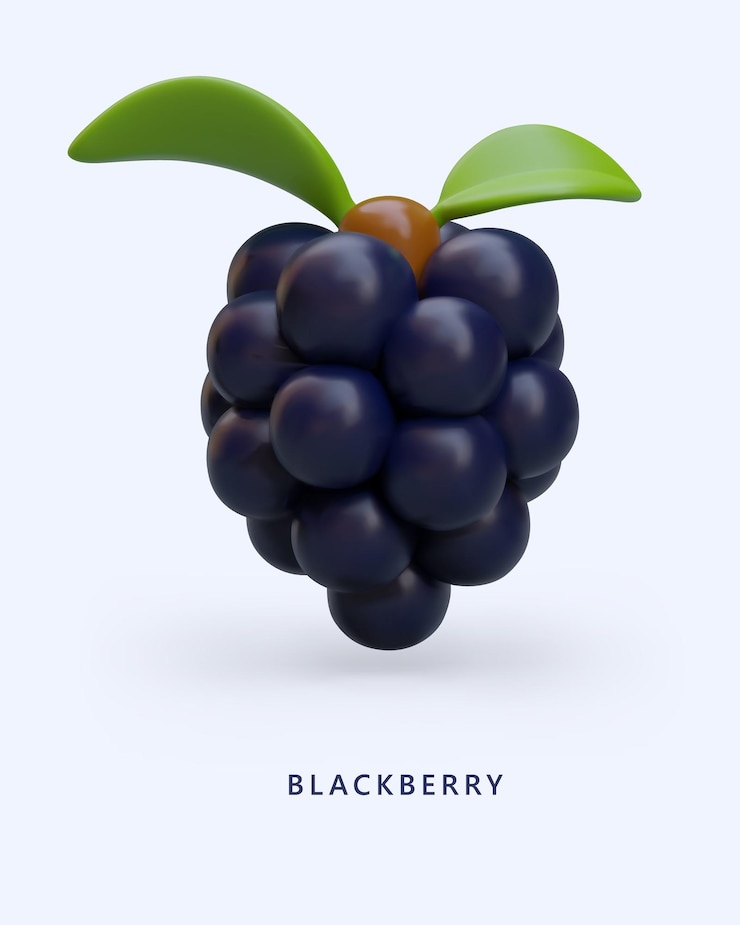 Vector vertical card with 3d image of blackberry t
