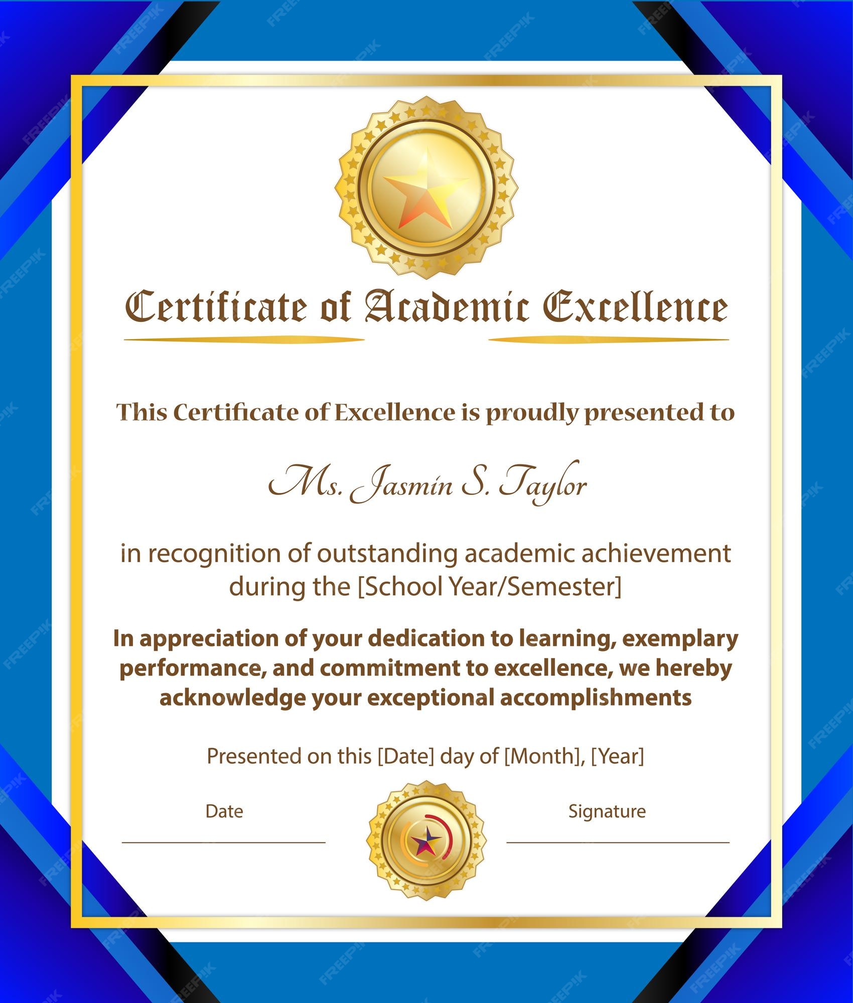 Premium Vector | Vertical certificate of academic achievement design