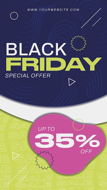 Poster di vendita del black friday verticale colorato vettore