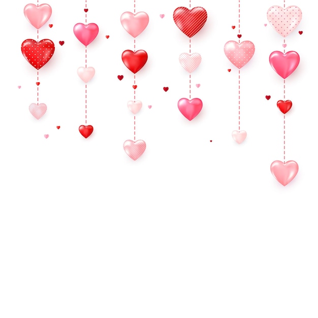 Vector vertical colorful heart garlands