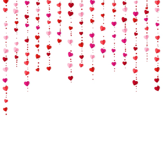 Vector vertical colorful heart garlands