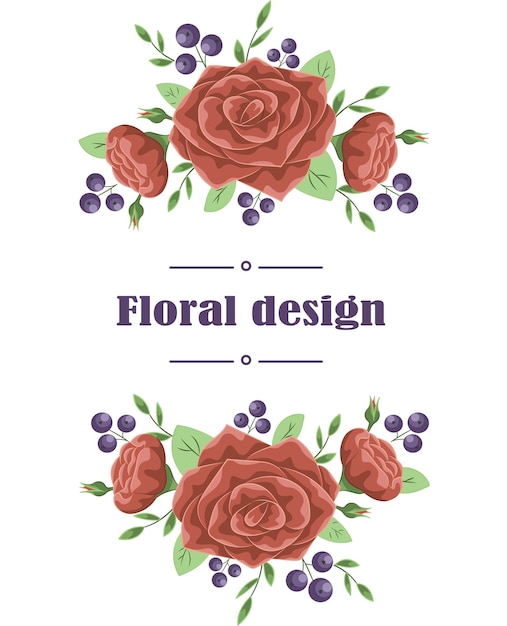 Vettore disegno floreale verticale con rose