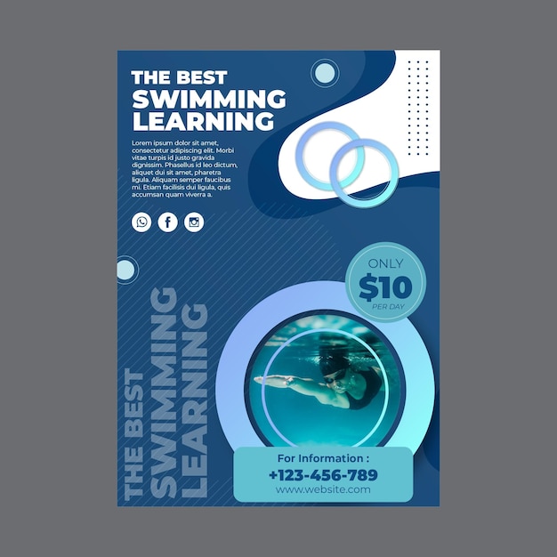 Vector vertical flyer for swimming lessons