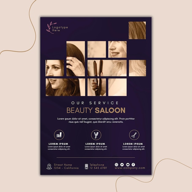 Vector vertical flyer template for beauty salon