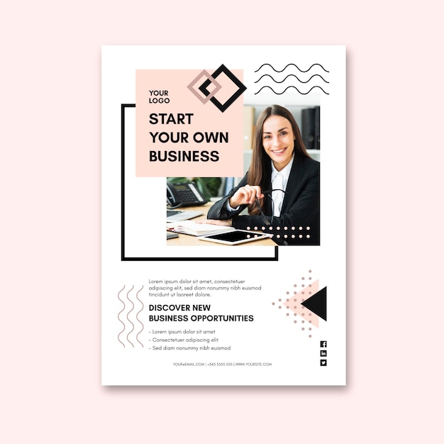 Vertical flyer template for businesswoman