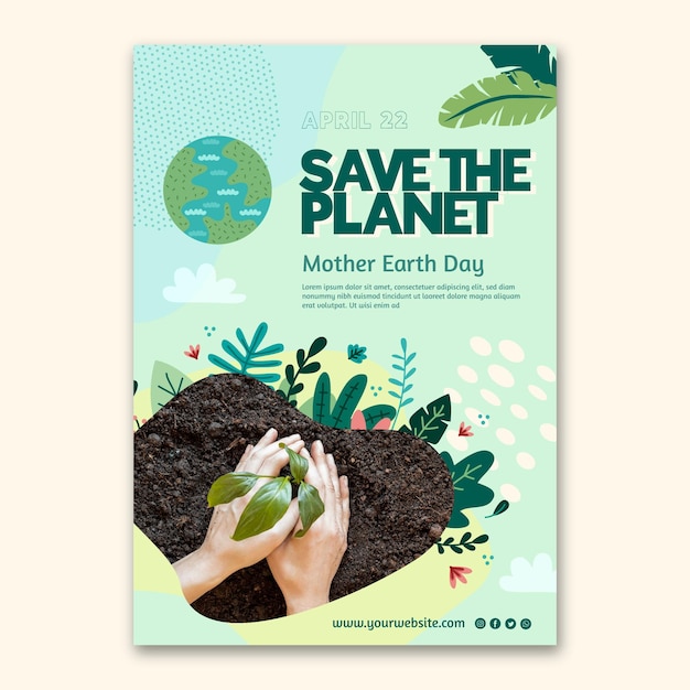 Vector vertical flyer template for mother earth day celebration