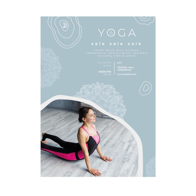 Vector vertical flyer template for yoga practicing