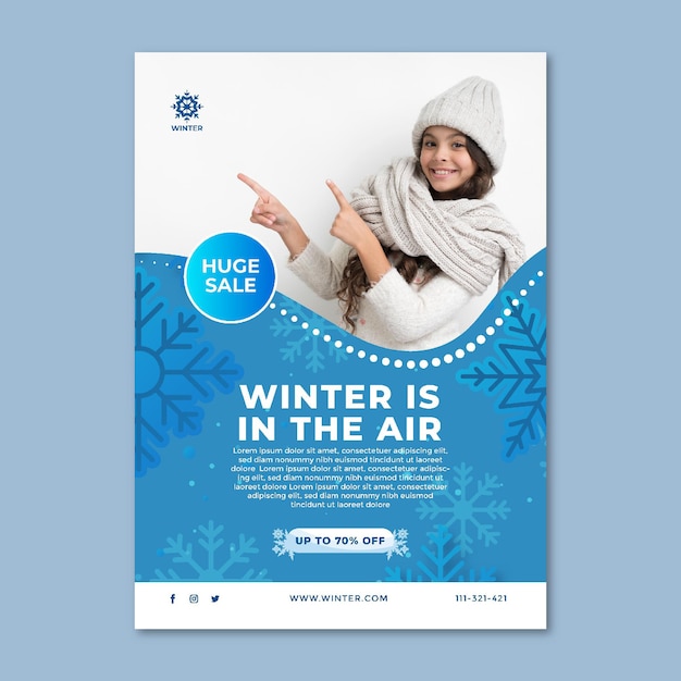 Vector vertical flyer for winter sale